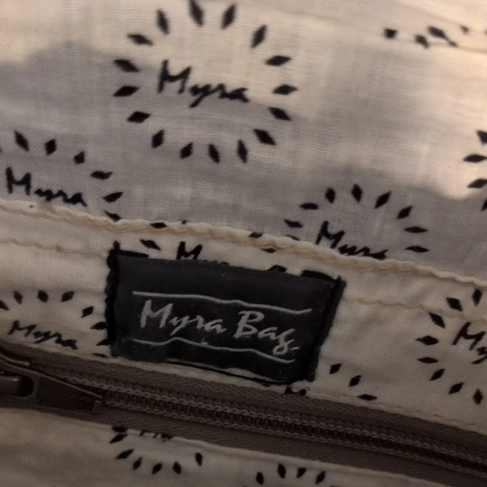 Myra Bag Cream and Gray Messenger Bag
